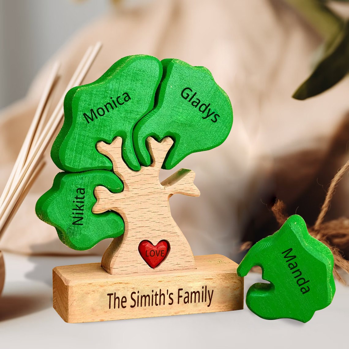 Personalized Wooden Family Tree Puzzle Home Decor For Christmas Keepsake Gift