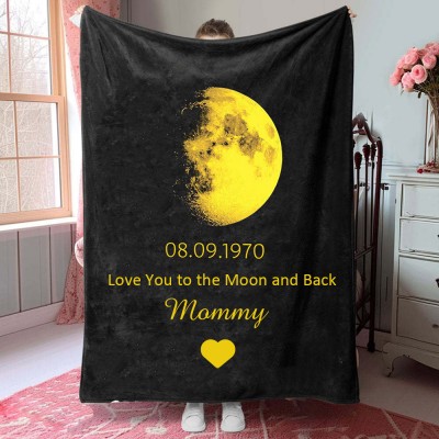 Personalized Moon Phase Blanket For Mother's Day Gift We Love You to The Moon and Back