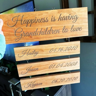 Personalized Grandparent Sign with Grandchildren's Names and Birthdates For Christmas Gift