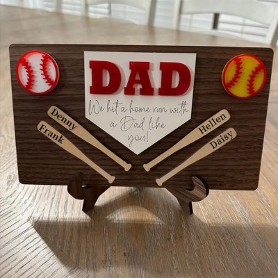 Personalized Father's Day Gift Baseball Dad Wood Sign