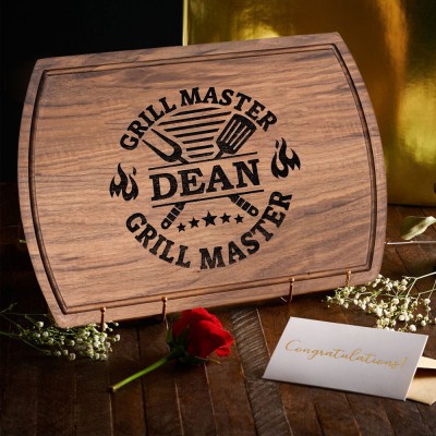 Personalized Cutting Board BBQ Themed Grill Master For Father's Day Gift Ideas