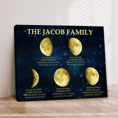 Custom Family's Universe Moon Phase Print Frame With Kids Names Unique Christmas Gift Ideas