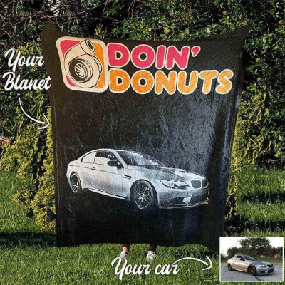 Personalized Doin Donuts Car Fleece Blanket For Valentine's Day