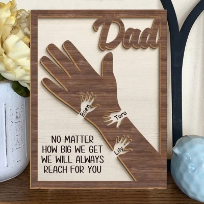 Personalized Father's Day Gift Best Dad Ever Hands Down Engraved Wood Sign