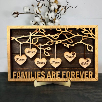 Custom Family Tree Wood Sign with Kids Name For Christmas Family Gift