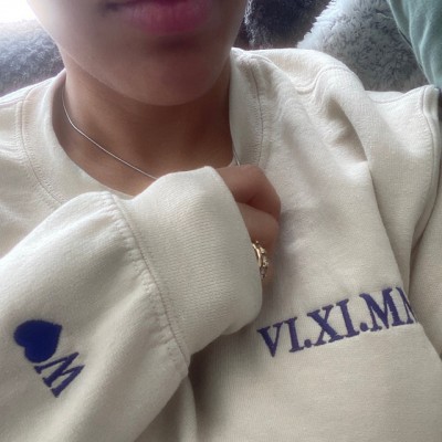 Custom Embroidered Roman Numeral Sweatshirt Hoodie Valentine's Day Gift For Boyfriend Girlfriend