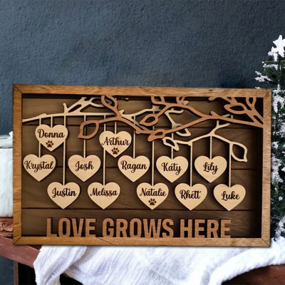 Personalized Wooden Family Tree Sign For Christmas Family Anniversary Gift