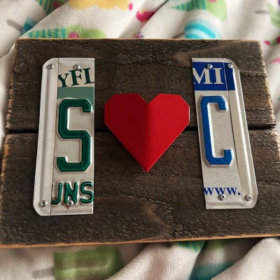 Personalized Couple License Plate Sign with Initials For Anniversary Valentine's Day Gift