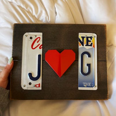 Personalized Couple License Plate Sign with Initials For Anniversary Valentine's Day Gift