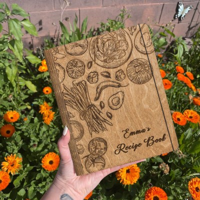 Personalized Wooden Recipe Book For Mom Grandma Family Christmas Anniversary Gift