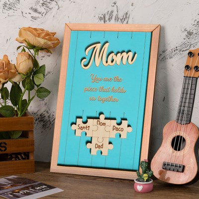 Personalized Mom Puzzle Sign Unique Wood Sign For Mother's Day Gift