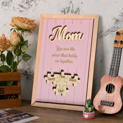 Personalized Mom Puzzle Sign Unique Wood Sign For Mother's Day Gift