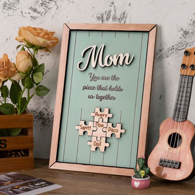 Personalized Mom Puzzle Sign Unique Wood Sign For Mother's Day Gift