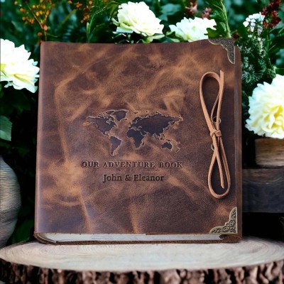 Our Adventure Book Personalized Leather Photo Album For Valentine's Day Anniversary Gift Ideas