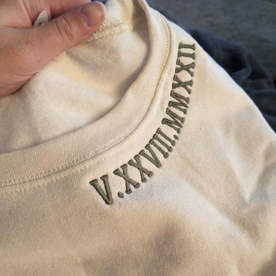 Custom Embroidered Roman Numeral Sweatshirt Hoodie Valentine's Day Gift For Boyfriend Husband