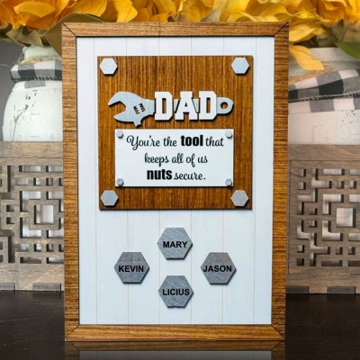 Personalized Dad Engraved Wooden Sign For Father's Day Gift 