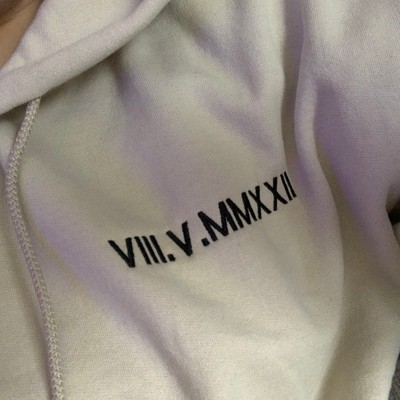 Custom Embroidered Roman Numeral Hoodie Anniversary Valentine's Day Gift For Couple