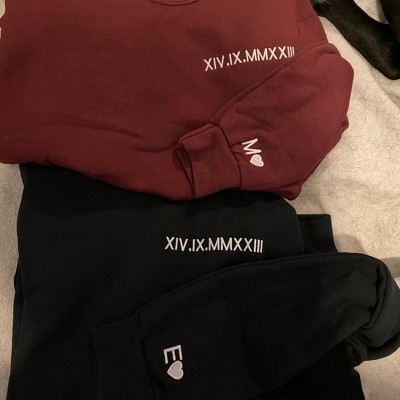 Custom Embroidered Roman Numeral Sweatshirt Hoodie Valentine's Day Gift For Boyfriend Girlfriend Husband