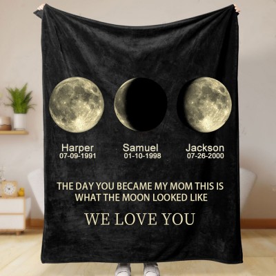 Personalized Family Moon Phase Blanket For Christmas Gift