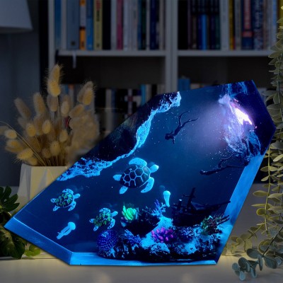 Mysterious Ocean Resin Wood Lamp Art Decor For Christmas Gifts