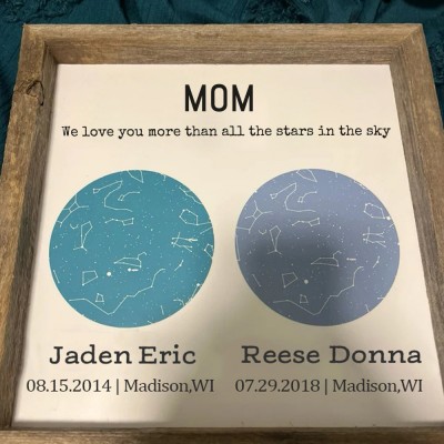 Personalized Star Map By Date Night Sky Constellation Wall Art Wood Sign For Mom Grandma Christmas Gift