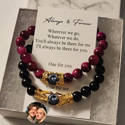 Custom Matching Magnetic Projection Bracelet For Girlfriend Valentine's Day Gifts