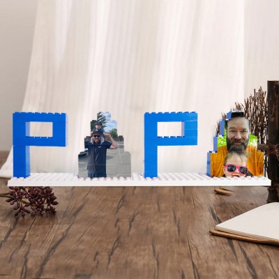 Personalized Photo Building Block Puzzle For Papa Father's Day Gift