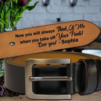 Personalized Engraved Leather Belt with Fist Bump for Father's Day Gift