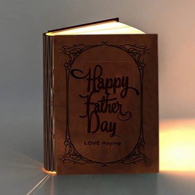 Personalized Wooden Folding Magnetic Glowing Book Lamp For Father's Day Gift