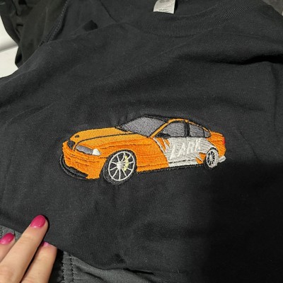 Custom Embroidered Car Photo Sweatshirt For Dad Men Car Lover Gift