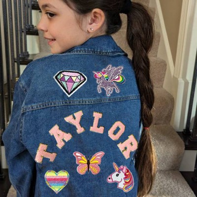 Personalized Letter Patch Jean Jacket With Name For Kids Girls Gift