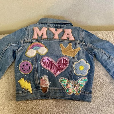 Personalized Letter Patch Jean Jacket With Name For Kids Girls Gift