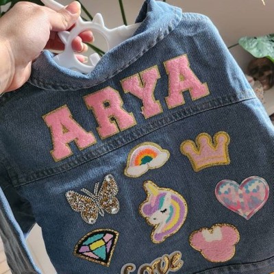 Personalized Letter Patch Jean Jacket With Name For Kids Girls Gift