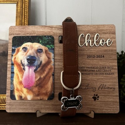 Personalized Dog Collar Holder Memorial Wood Sign Pet Loss Gift