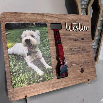 Personalized Dog Collar Holder Memorial Wood Sign Pet Loss Gift