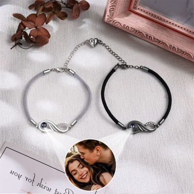 Personalized Matching Magnetic Projection Bracelet with Custom Initial For Her Him Anniversary Gifts