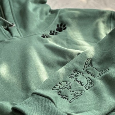 Custom Embroidered Pet Hoodie With Dog Ear Outline and Name For Pet Lover Gifts