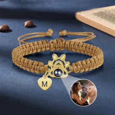 Personalized Pet Memorial Photo Projection Bracelet with Pendant For Pet Lovers