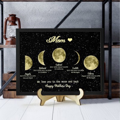 Custom Mom's Universe Moon Phase Print Frame With Kids Names Unique Mother's Day Gifts