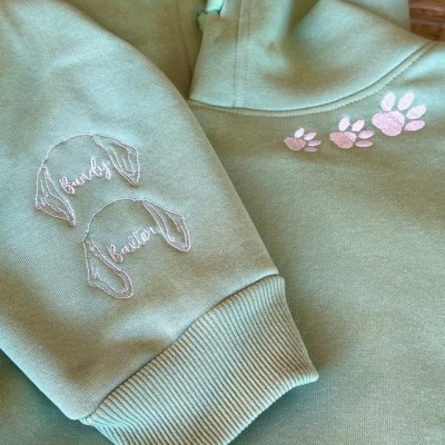 Custom Embroidered Pet Hoodie With Dog Ear Outline and Name For Pet Lover Gifts