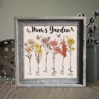 Custom Birth Flower Frame Home Art For Mom Grandma Family Christmas Gift Ideas