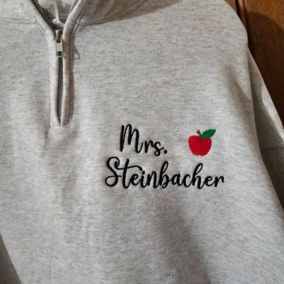 Personalized Teacher Apple Embroidered Sweatshirt Graduation Gift for a New Teacher