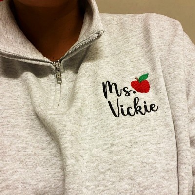 Personalized Teacher Apple Embroidered Sweatshirt Graduation Gift for a New Teacher