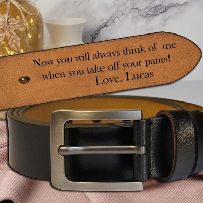 Personalized Engraved Leather Belt with Fist Bump for Father's Day Gift