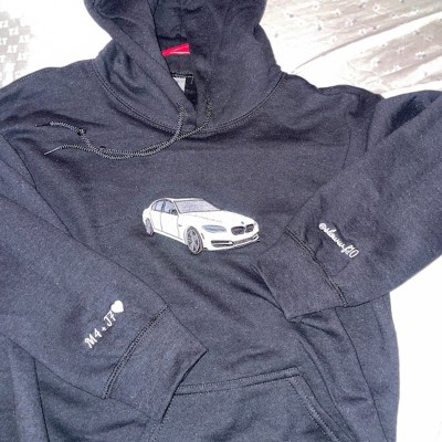 Custom Embroidered Car Photo Hoodie For Dad Men Car Lover Gift