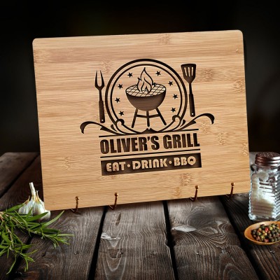 Personalized Cutting Board BBQ Themed Grill Master For Father's Day Gift Ideas