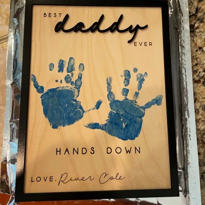 Personalized Best Dad Ever DIY Handprint Hands Down Frame For Father's Day Gift