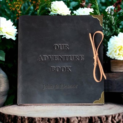 Our Adventure Book Personalized Leather Photo Album For Valentine's Day Anniversary Gift Ideas