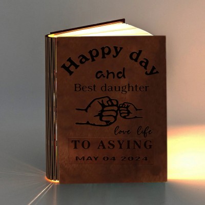 Personalized Wooden Folding Magnetic Glowing Book Lamp For Father's Day Gift