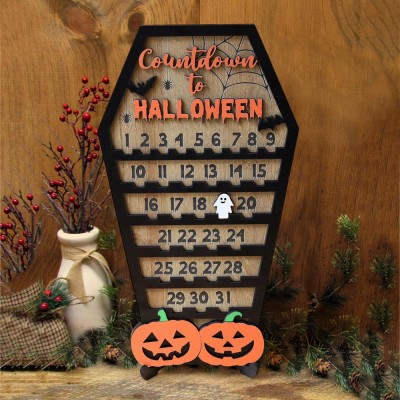 Countdown to Halloween Calendar Wood Sign with Moveable Ghost